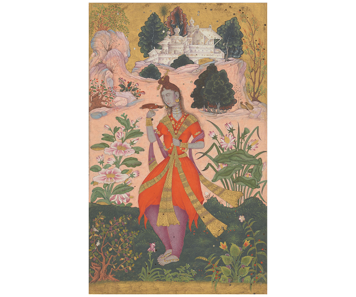 Deccan painting of a yogini holding a mynah bird