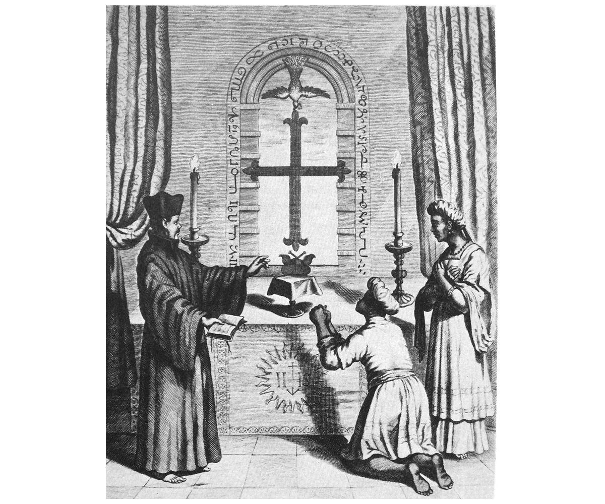 18th-century print showing the shrine of Thomas the Apostle at Mylapore