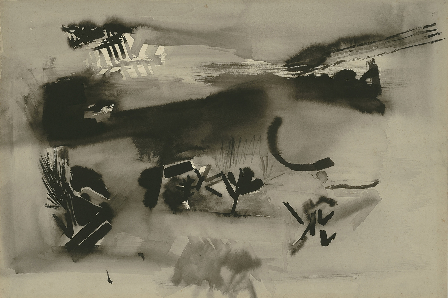 Untitled abstract painting by Nasreen Mohamedi