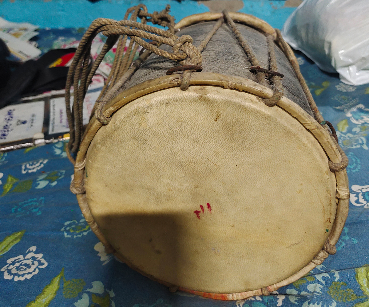 Photograph of an old Siddi goma drum
