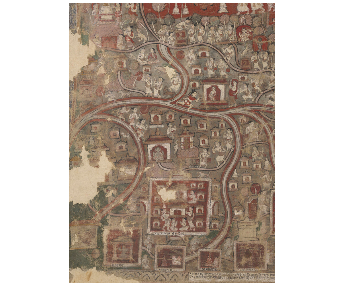 Mid-16th century paubha depicting the restoration or re-consecration of the Great Stupa at Svayambhunatha