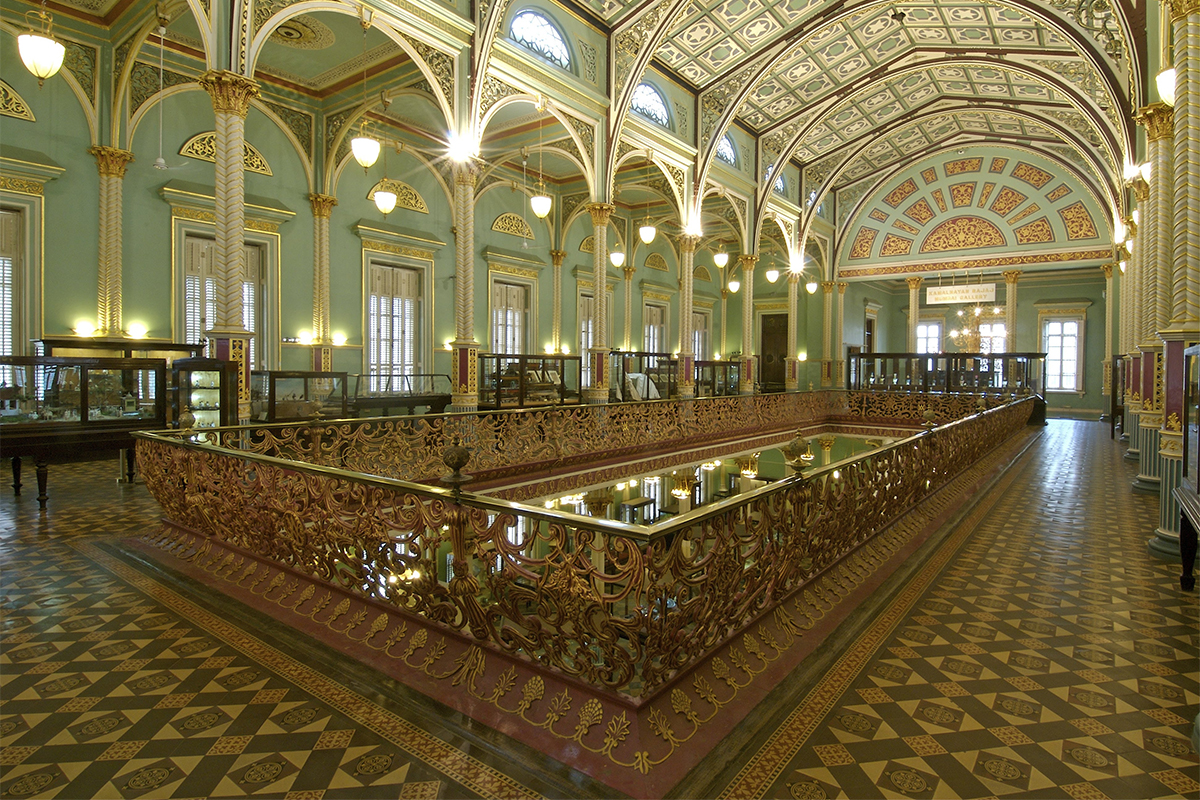 Photograph showing the upper floor of the Kamalnayan Bajaj Mumbai Gallery at the Dr Bhau Daji Lad Museum in Mumbai