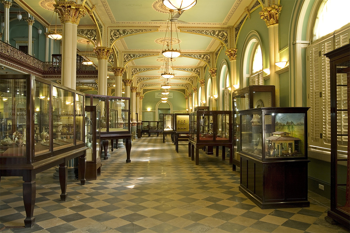 Photograph showing the Industrial Arts Gallery at the Dr Bhau Daji Lad Museum in Mumbai