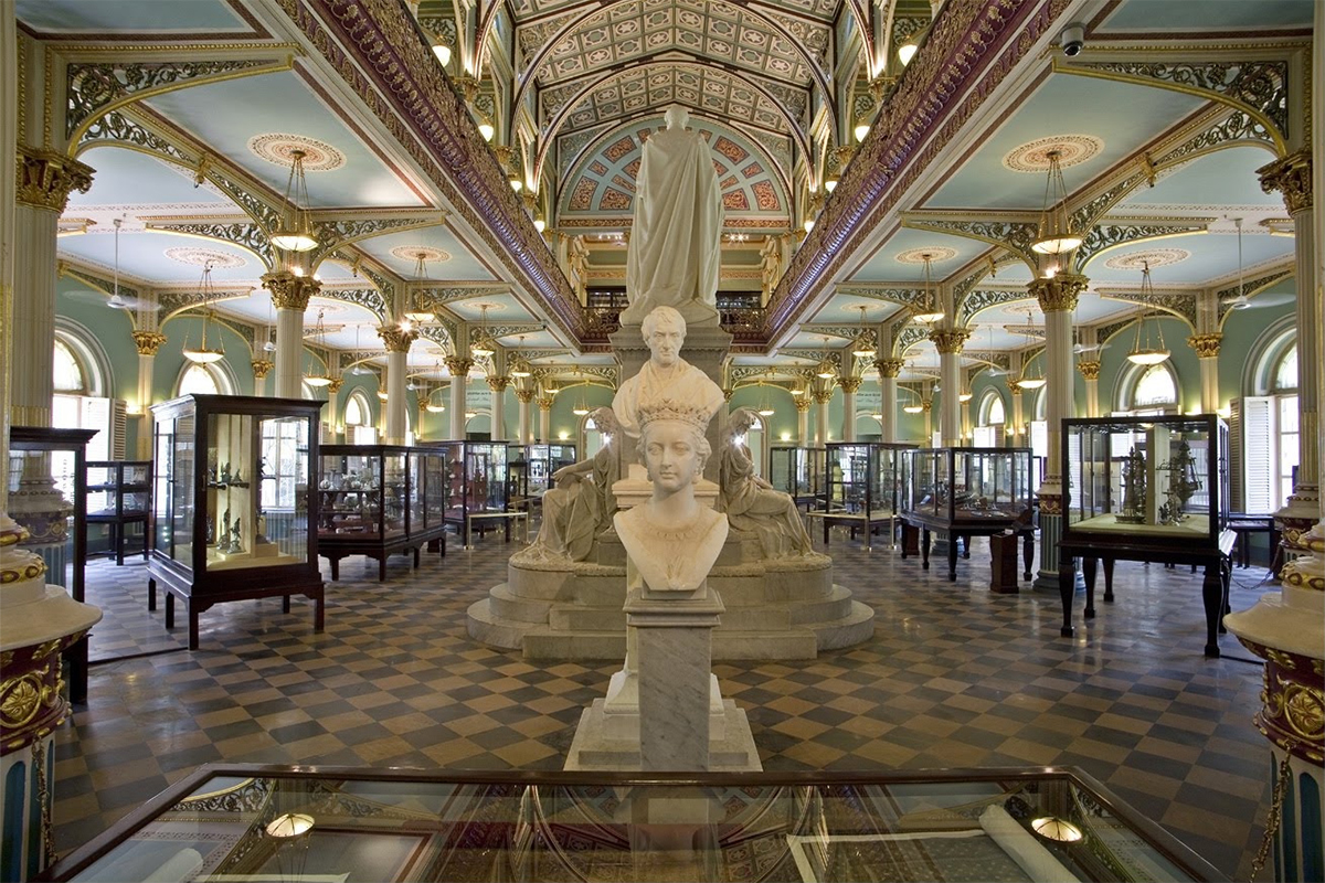Photograph showing the Industrial Arts Gallery at the Dr Bhau Daji Lad Museum in Mumbai