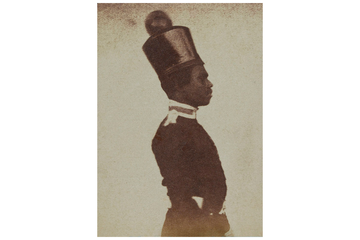 Mid-19th century archival photograph in profile of a sepoy from the Madras Army by John McCosh