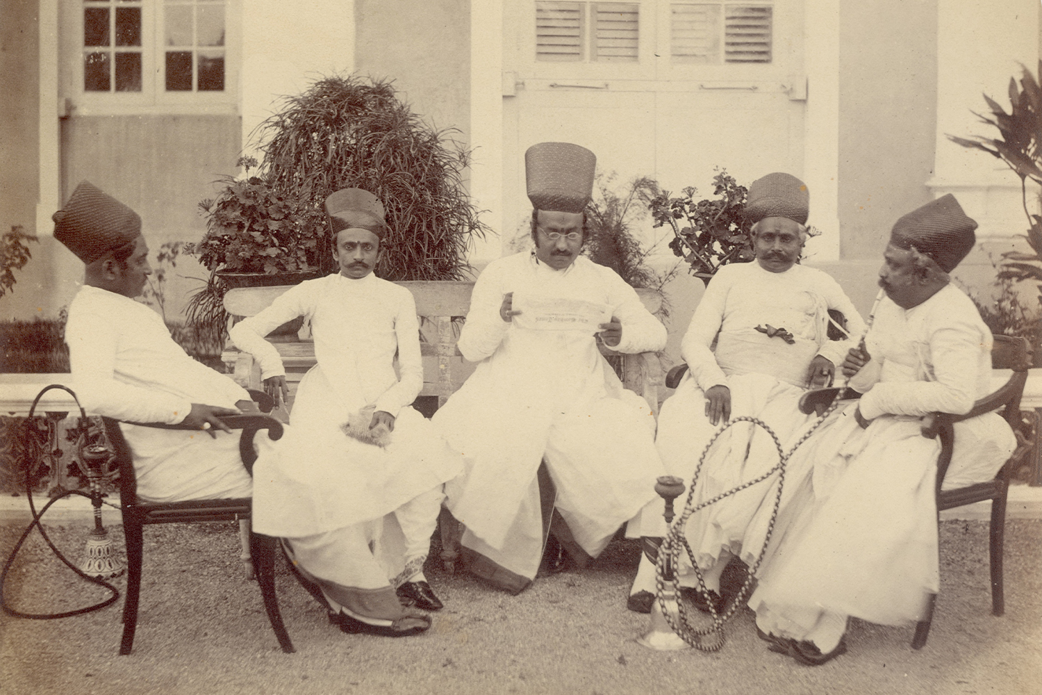 Mid-19th century photograph by William Johnson showing a group of probably Parsi traders