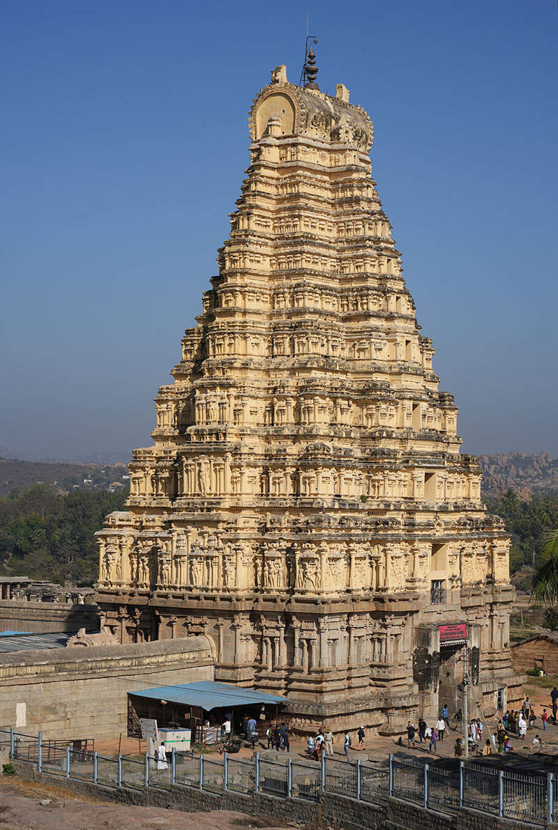 Photograph of the eastern gopuram of the Virupaksha Temple in Hampi