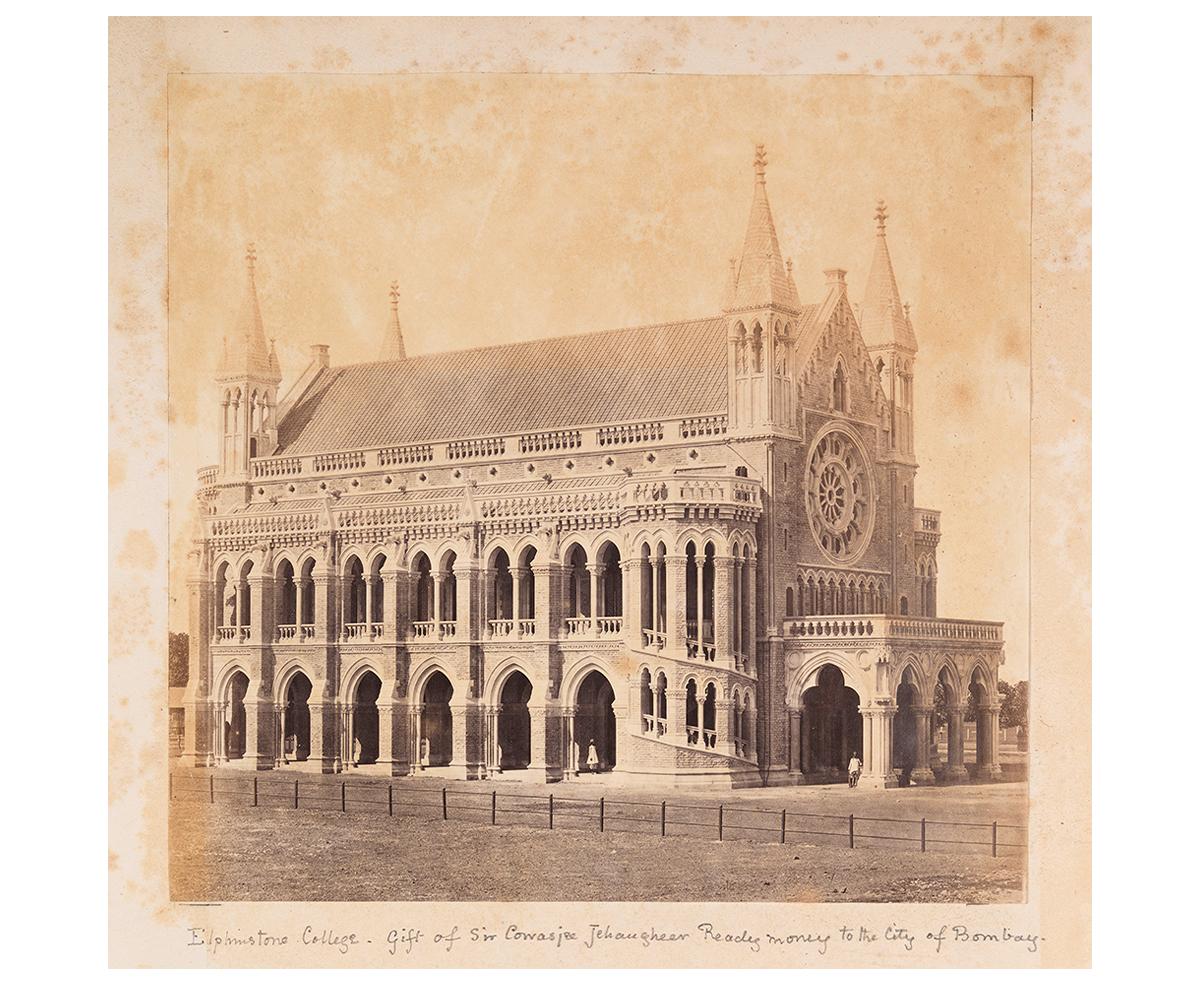 Mid-19th-century archival photograph by William Johsnon showing the Elphinstone College in Mumbai