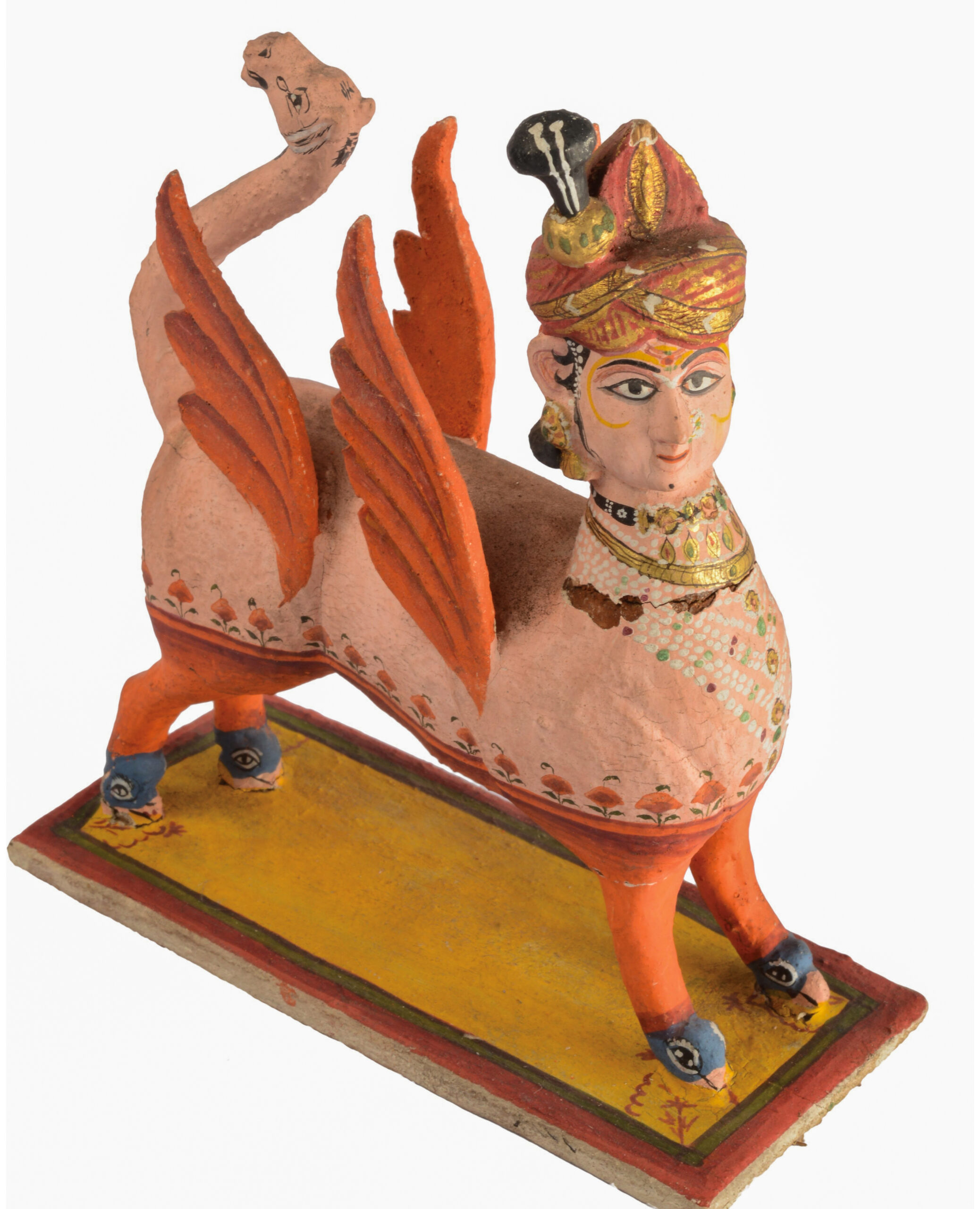 Mid to late 19th century buraq figurine made from punki wood in Kondapalli