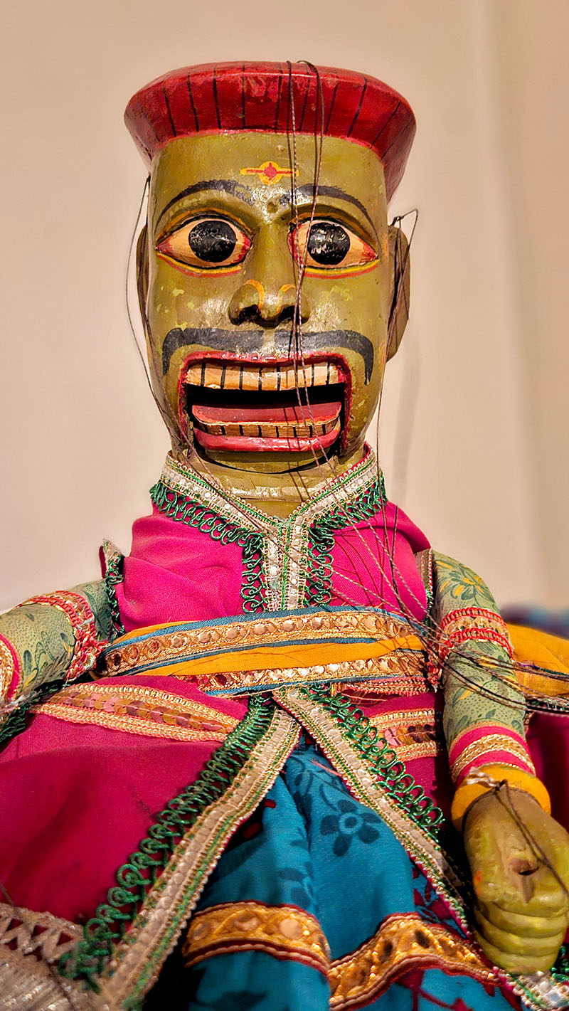 Photograph of a wooden puppet used in folk performances of Kalasutri Bahulya