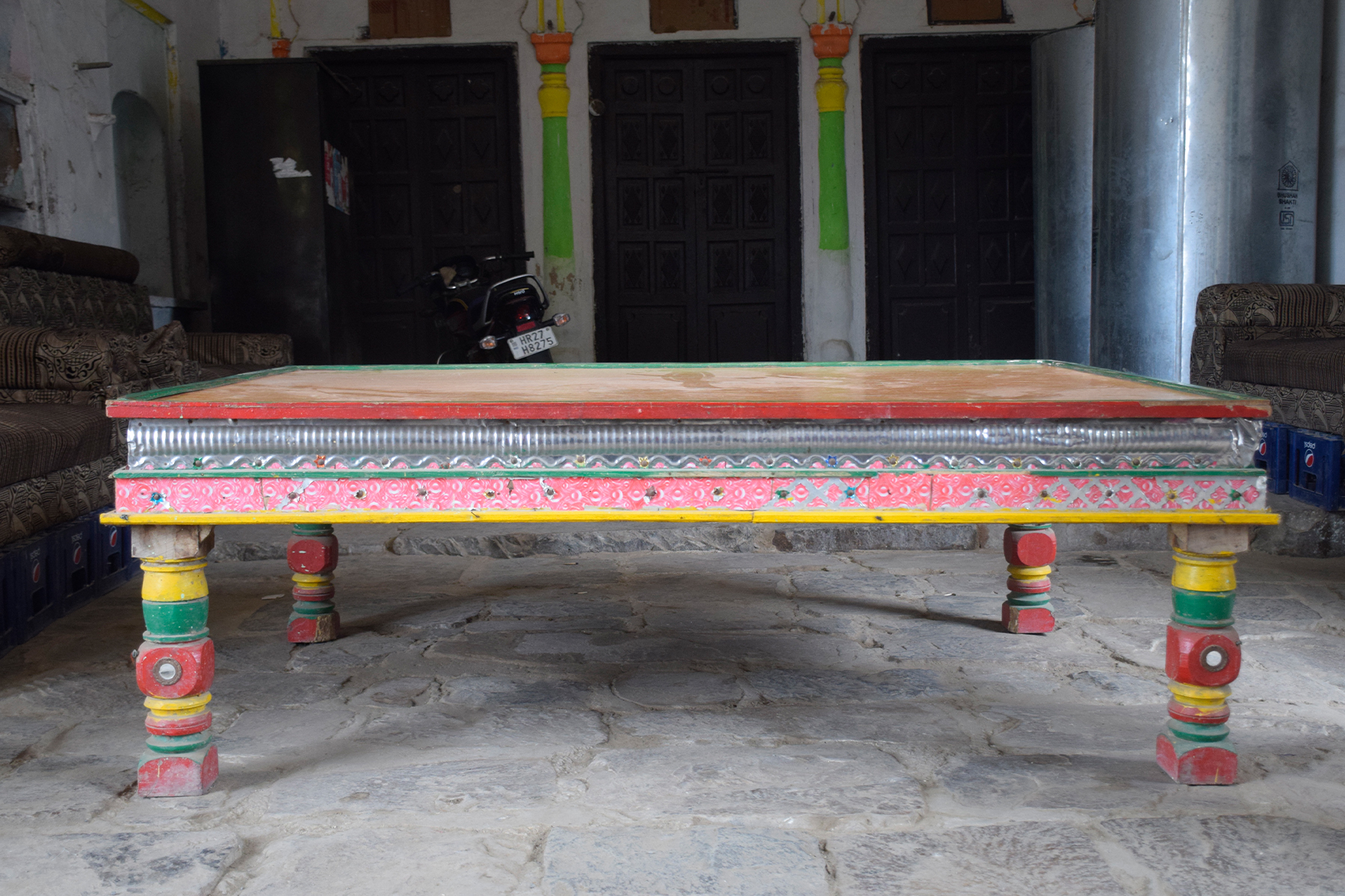 Photograph of a painted takhat from Haryana
