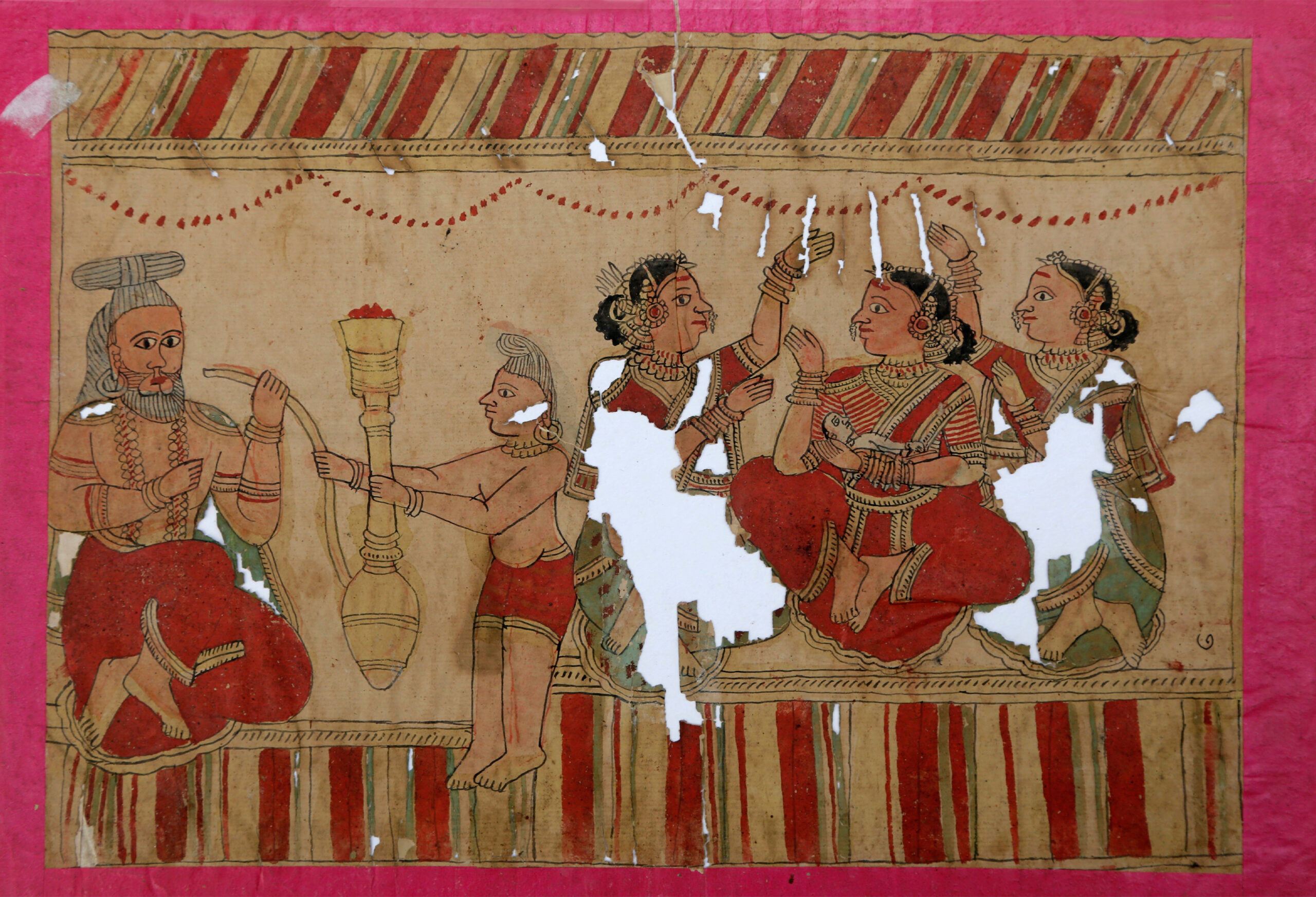 Contemporary chitrakathi painting done in the Pinguli style by the Gangawane family