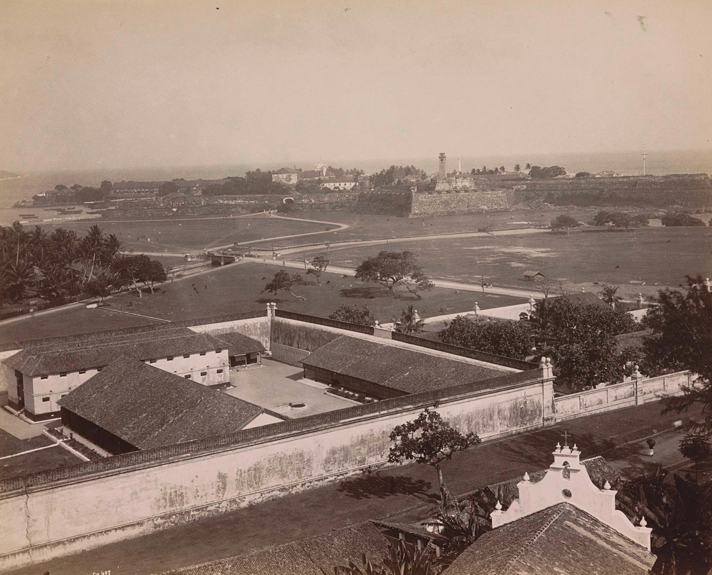 Late 19th and early 20th century archival photograph showing the view of Galle in Sri Lanka