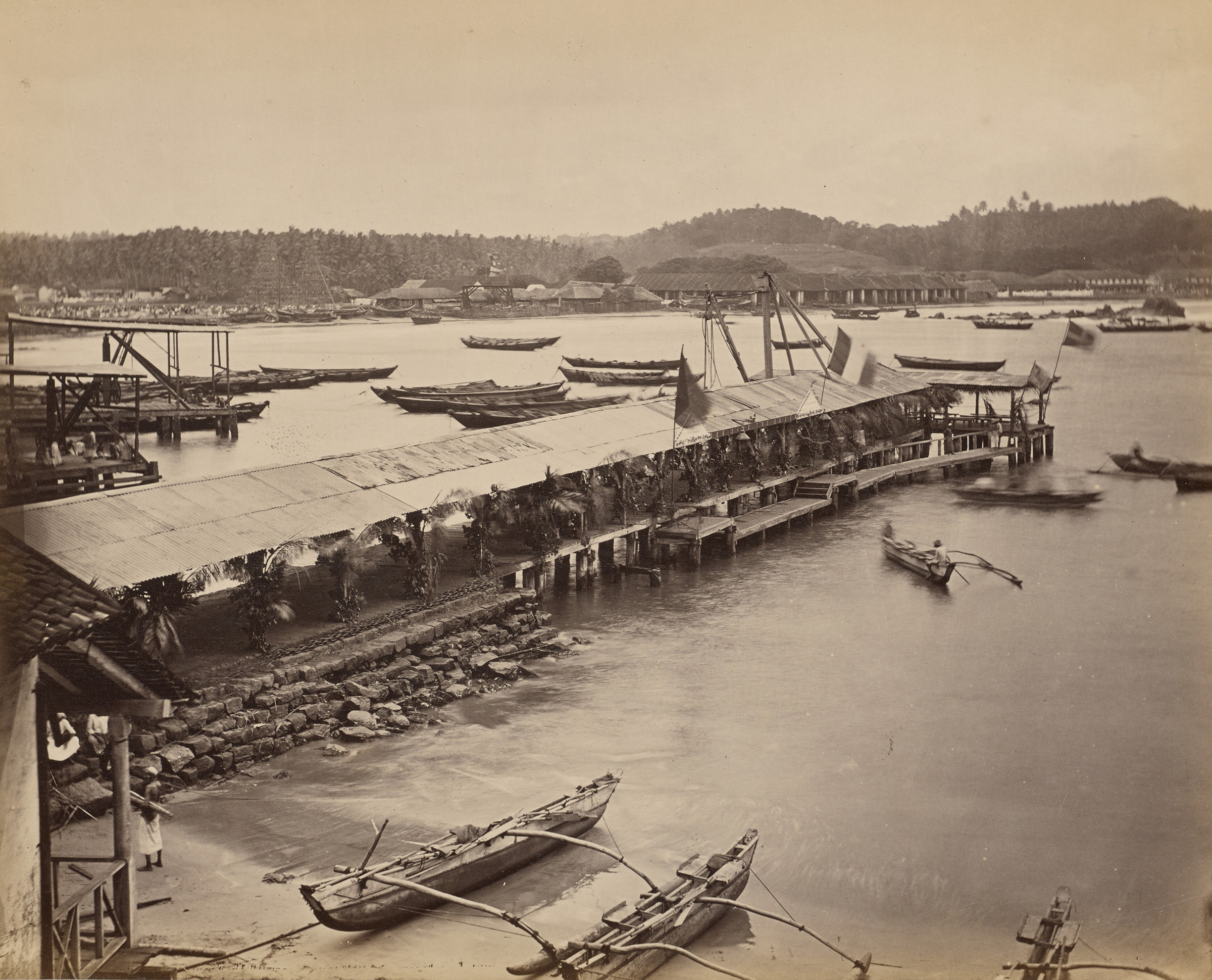 Mid 19th century archival photograph of the harbour at Galle Fort
