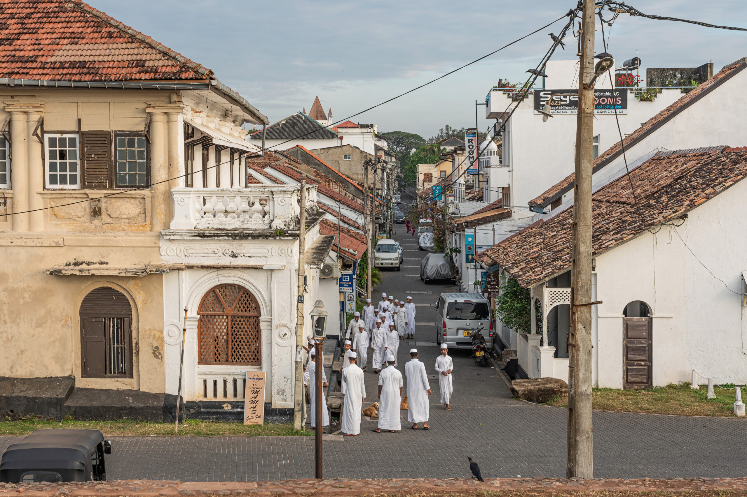 Photograph showing a view of the town of Galle as seen from the rampart walls of the fort