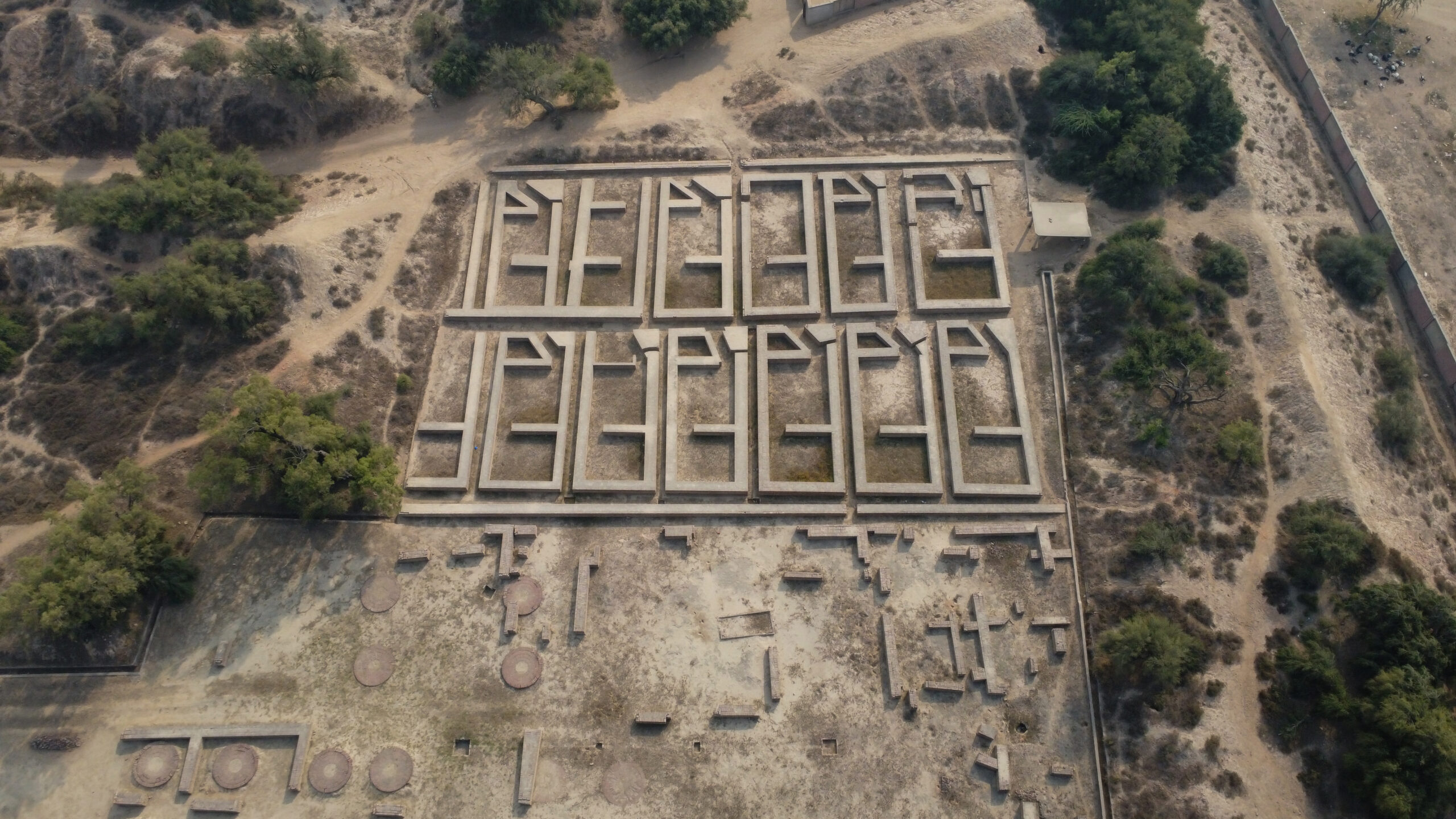 Photograph showing an aerial view of the ruins at Harappa