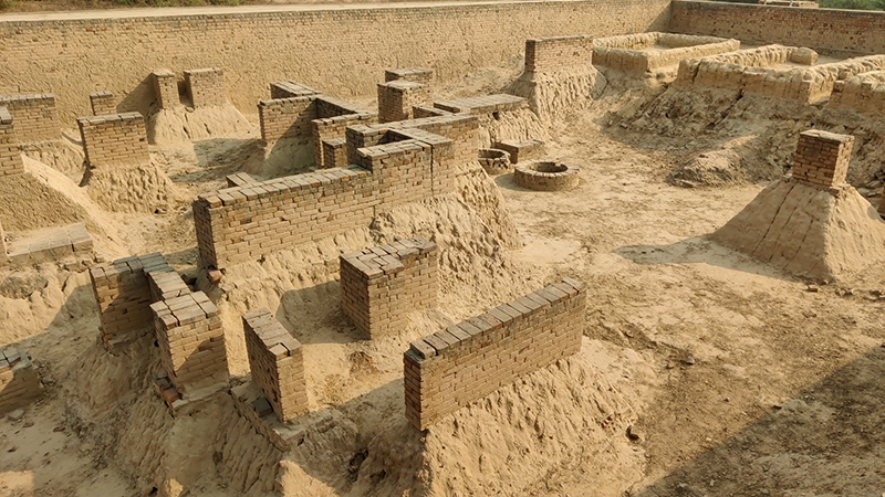 Photograph showing the ruins at Mound F in Harappa