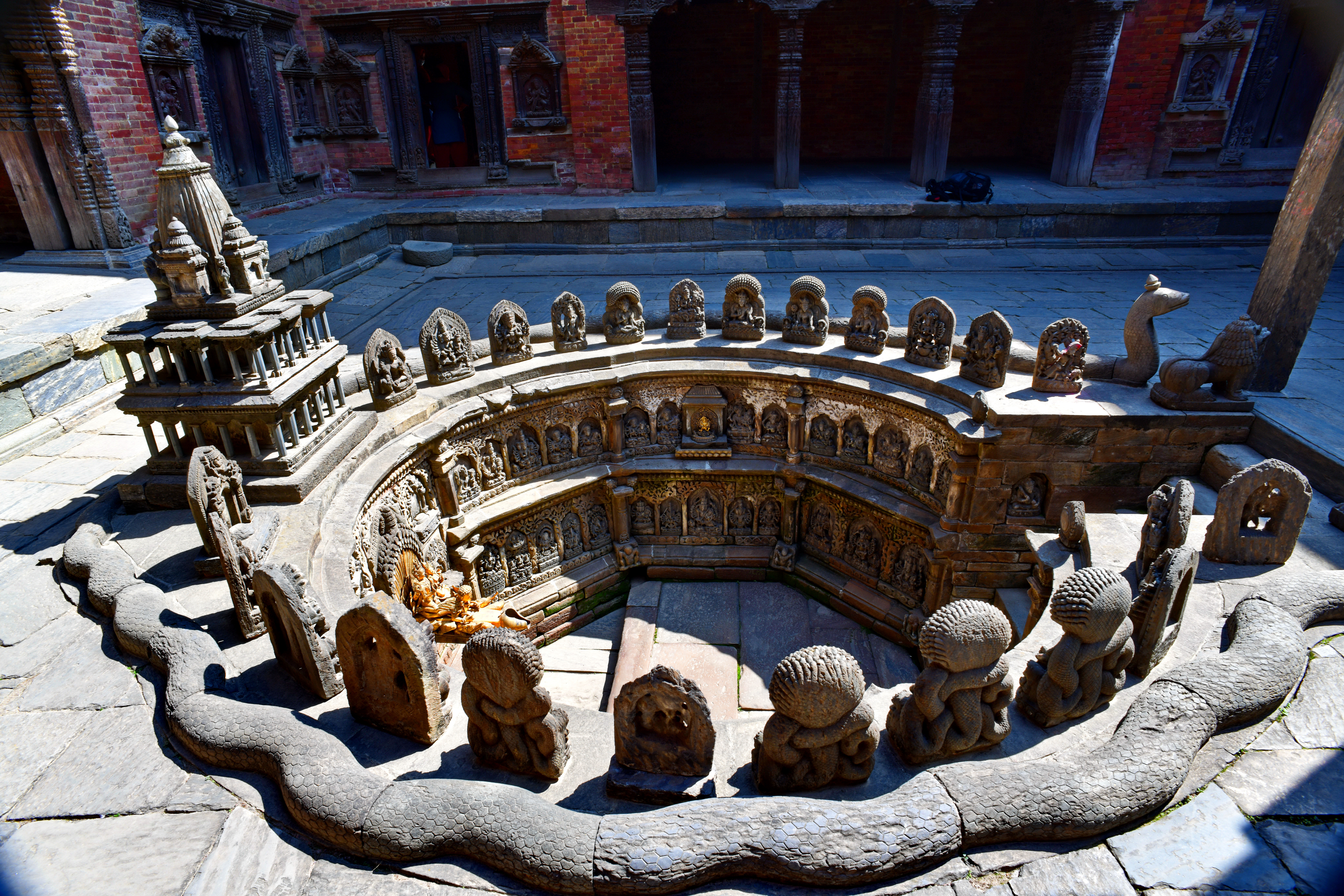 Photograph of the 17th century Tusha hiti at Patan Durbar Square in Lalitpur, Nepal