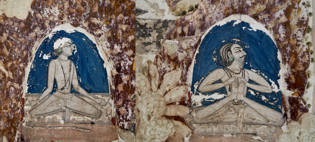 Murals showing Nath Yogis performing yoga asanas