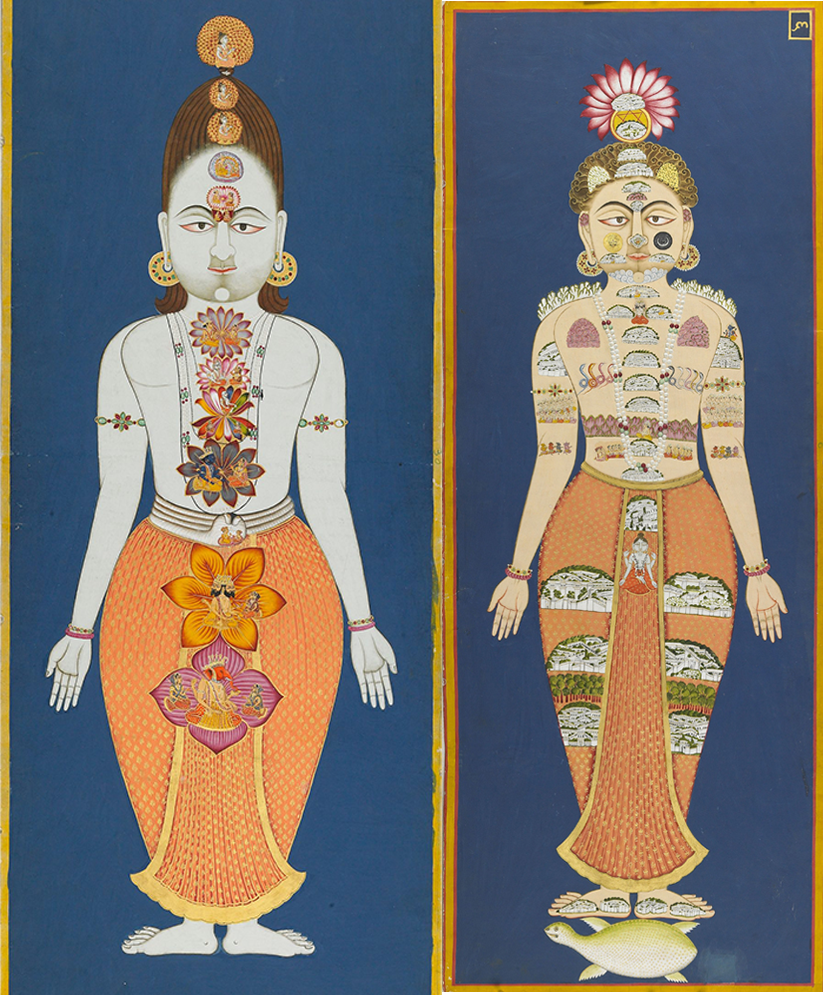 A folio from the Nath Charit next to a folio from the Siddha Siddhanta Paddhati
