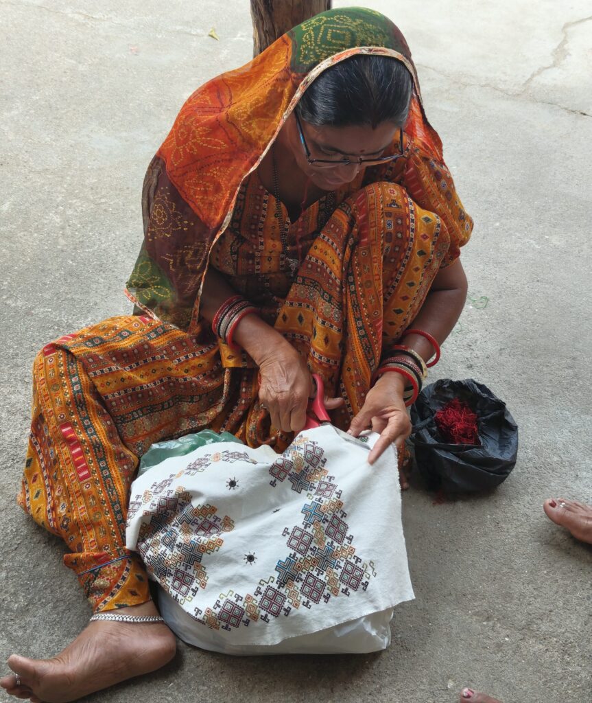 Maru Meghwal woman embroidering suf