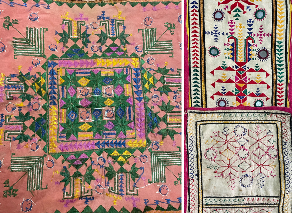 Recent and archival samples of Suf embroidery