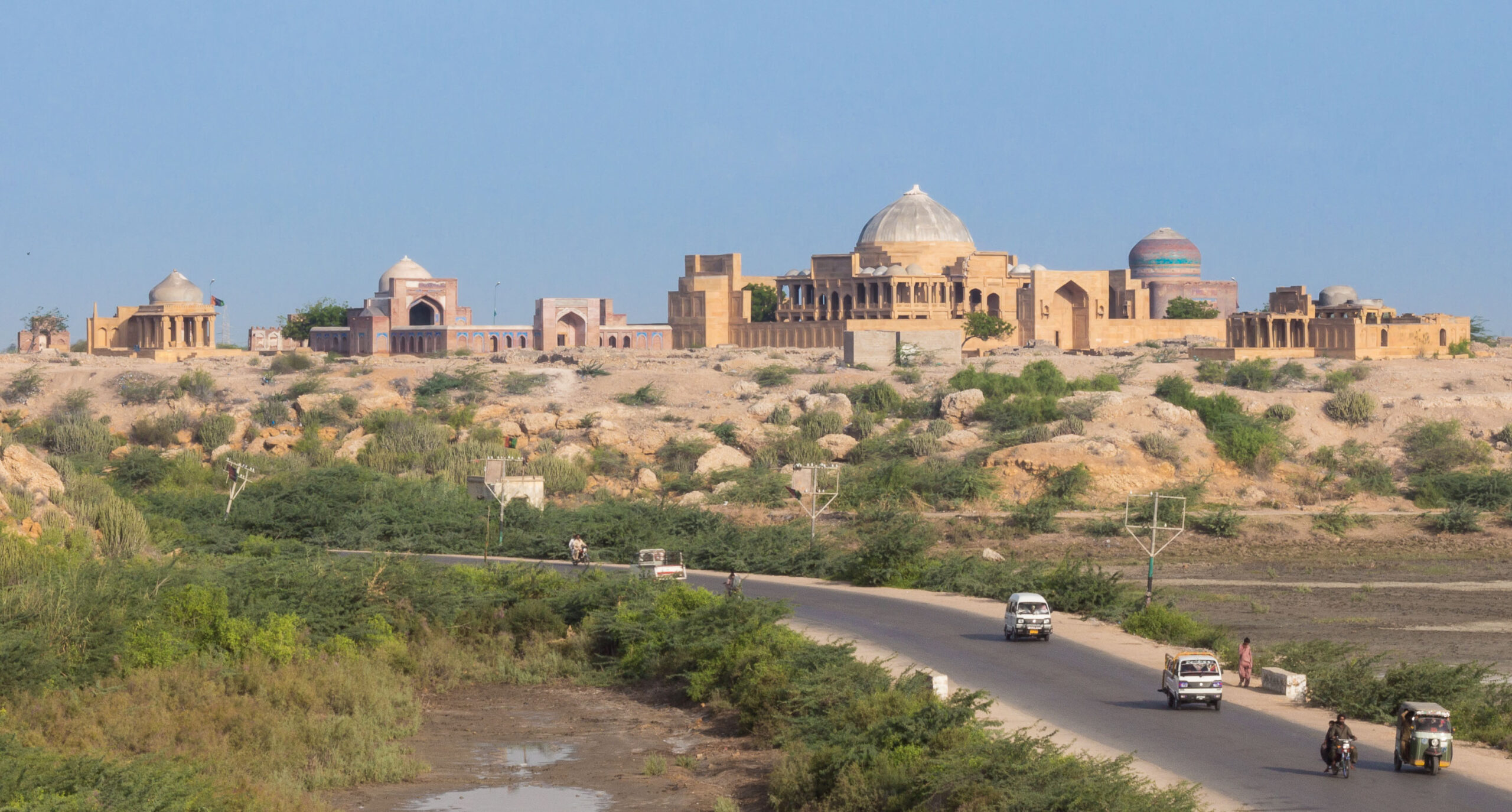 Photograph showing a general view of the monuments at Makli Necropolis in Sindh, Pakistan